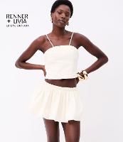 Short Saia Curto em Tricoline com Elástico no Cós e Franzidos - 2