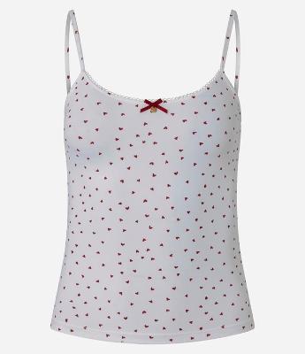 Blusa de Pijama Alcinha em Microfibra com Estampa de Mini Corações