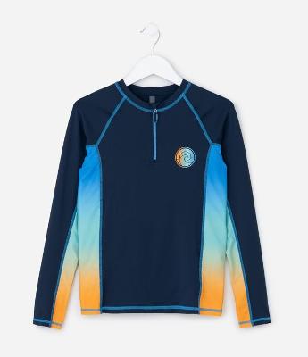 Camiseta Infantil com Proteção UV Estampa Degradê - Tam 5 a 14 Anos