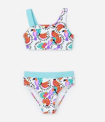 Biquíni Infantil com Proteção UV e Estampa Frutas - Tam 5 a 14 Anos