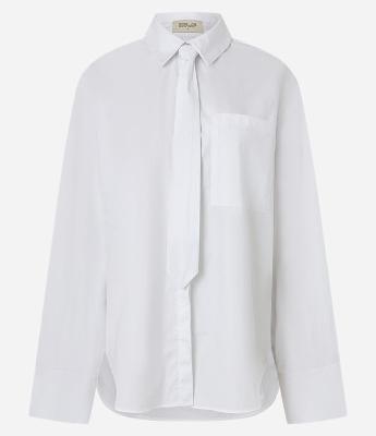Camisa em Tricoline com Gravata na Gola