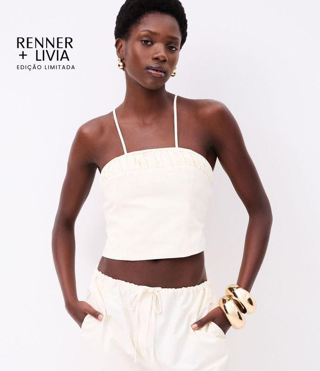 Blusa de Alça em Tricoline com Franzido no Busto - 1