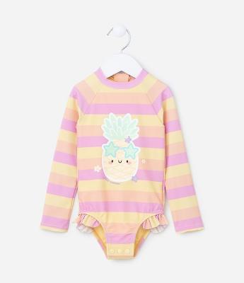 Maiô Infantil com Proteção UV e Babadinhos - Tam 1 a 4 Anos