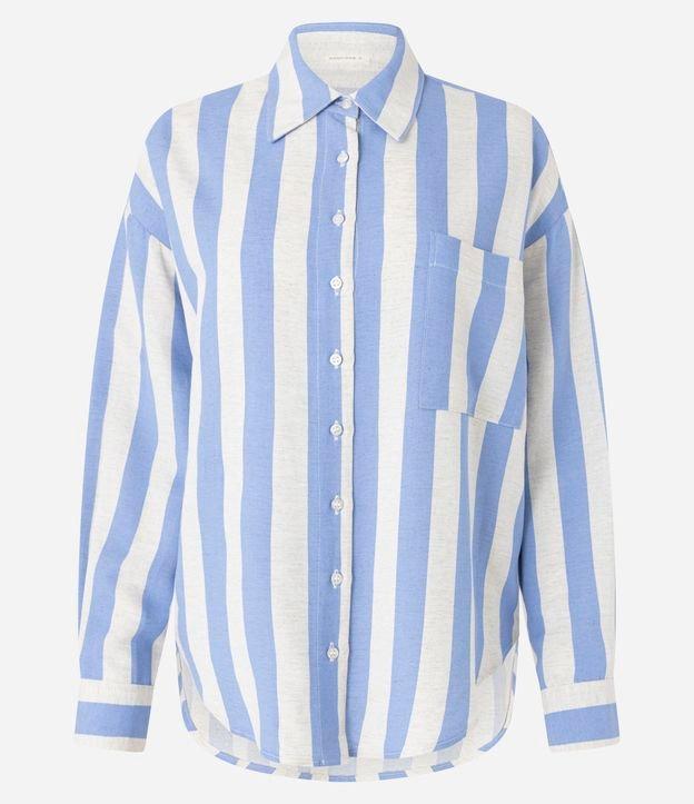 Camisa Ampla em Viscolinho com Listras Verticais Largas - 1