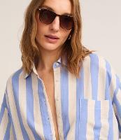 Camisa Ampla em Viscolinho com Listras Verticais Largas - 2