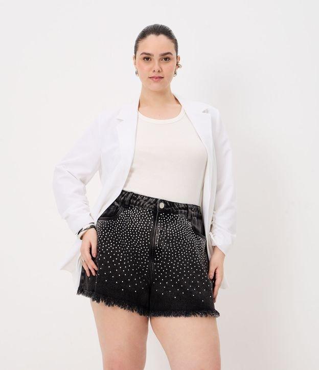 Short Boyfriend em Sarja com Brilhos Aplicados Curve & Plus Size - 3