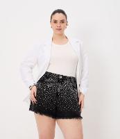 Short Boyfriend em Sarja com Brilhos Aplicados Curve & Plus Size - 3