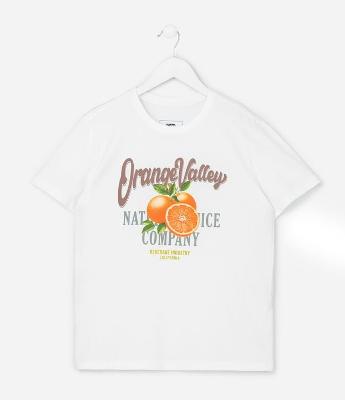Camiseta Infantil com estampa Laranjas - Tam 5 a 14 Anos