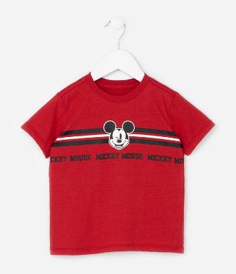 Camiseta Infantil com Estampa Listra e Mickey Mouse - Tam 1 a 6 anos