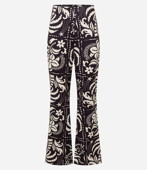 Calça Flare em Microfibra com Estampa Floral - 1