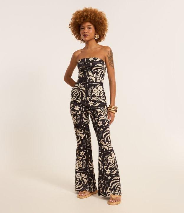 Calça Flare em Microfibra com Estampa Floral - 2