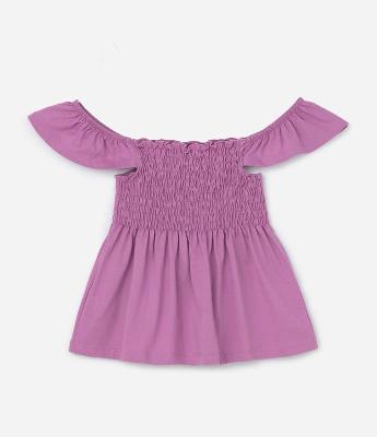 Blusa Infantil com Lástex e Babadinhos - Tam  5 a 14 Anos