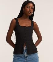 Blusa Regata Texturizada com Botões - 1