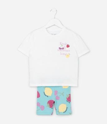 Conjunto Infantil com Estampa de Frutinhas - Tam 1 a 6 Anos