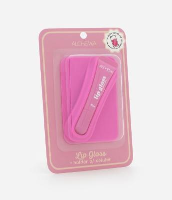 Gloss Labial com porta gloss adesivo para celular sticker Rosa Pink Alchemia