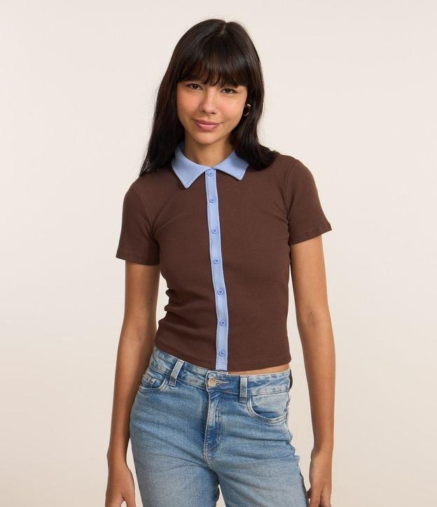 Blusa em Ribana com Gola Polo e Abotoamento Frontal - 3