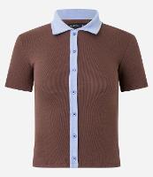 Blusa em Ribana com Gola Polo e Abotoamento Frontal - 1