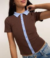 Blusa em Ribana com Gola Polo e Abotoamento Frontal - 2