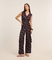 Macacão em Microfibra com Amarração e Estampa Geométrica - 1