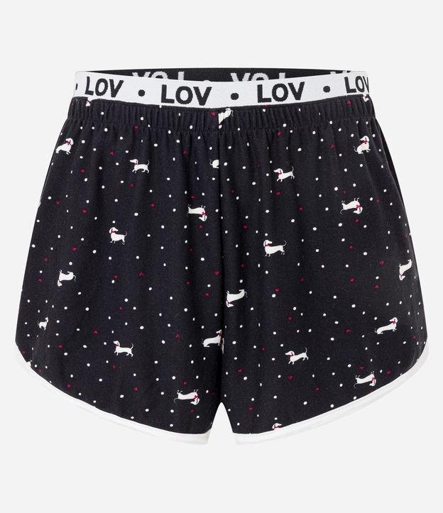 Short de Pijama com Cós Elástico Contrastante e Estampa de Cachorrinhos - 1