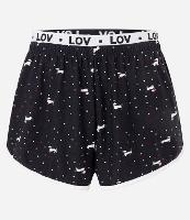 Short de Pijama com Cós Elástico Contrastante e Estampa de Cachorrinhos - 1