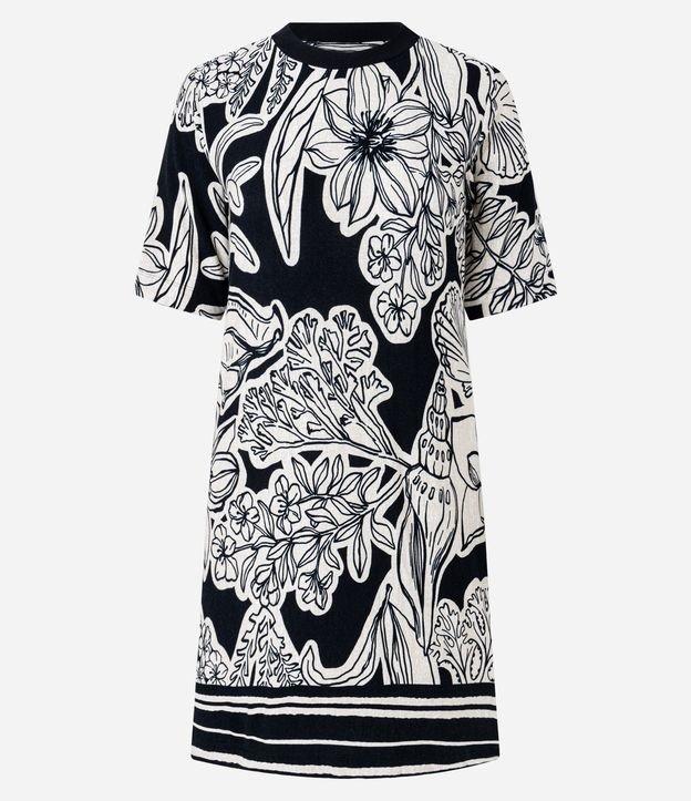 Vestido Curto em Viscose com Estampa Folhagem - 1