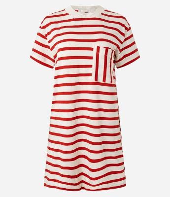 Vestido T-Shirt Curto em Cotton com Bolso e Listras