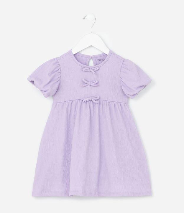 Vestido Infantil com Laços Texturizado - Tam 1 a 6 Anos - 1