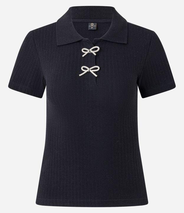 Blusa Canelada em Algodão com Laços Brilhantes - 1