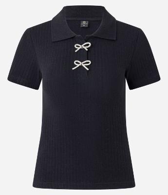 Blusa Canelada em Algodão com Laços Brilhantes