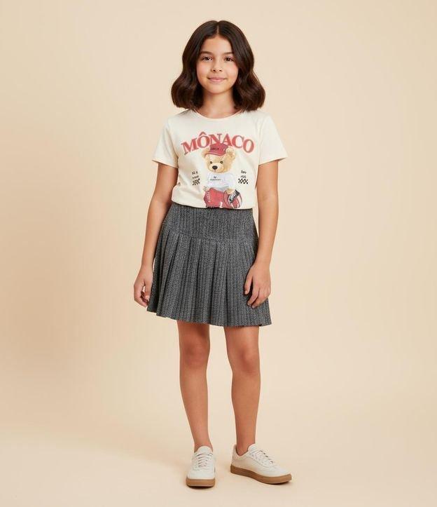 Saia Infantil Plissada com Fios Metalizado - Tam  5 a 14 Anos - 2