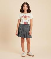 Saia Infantil Plissada com Fios Metalizado - Tam  5 a 14 Anos - 2