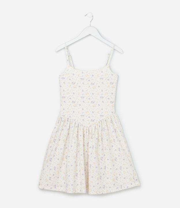 Vestido Regular Infantil com Estampa Floral - Tam 5 a 14 Anos - 1