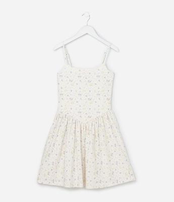 Vestido Regular Infantil com Estampa Floral - Tam 5 a 14 Anos