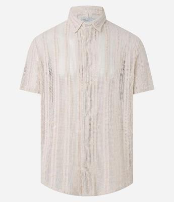 Camisa Comfort em Algodão Texturizada com Trançado Vertical