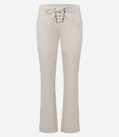 Calça Boot Cut Cintura Baixa em Sarja com Amarração Trançada no Cós - 1