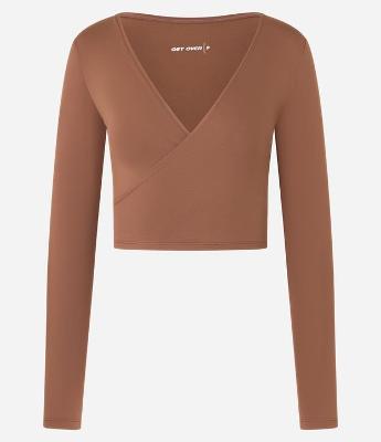 Blusa Esportiva em Microfibra com Decote Transpassado