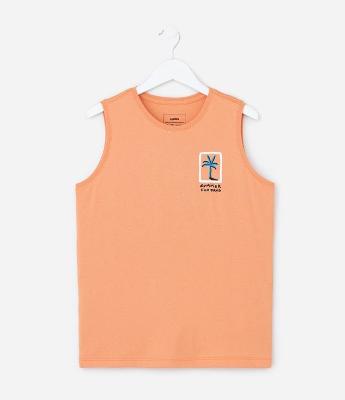 Regata Infantil com Estampa Frente e Costas Coqueiro - Tam 5 a 14 Anos