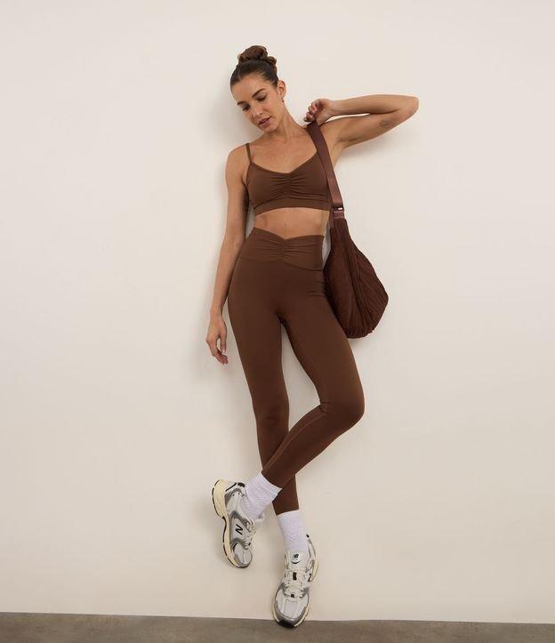 Calça Legging Esportiva em Microfibra com Cós Franzido - 2