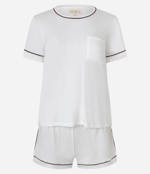 Pijama Short Doll em Viscolycra com Vieses Contrastantes - 1