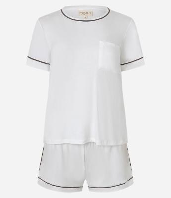 Pijama Short Doll em Viscolycra com Vieses Contrastantes