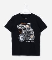 Camiseta Infantil com Estampa Capivara Motoqueira -  Tam 5 a 14 Anos - 1