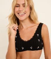 Sutiã Top Seamless Texturizado com Renda e Bordado de Lacinhos - 1