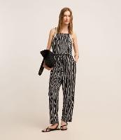 Macacão Reto em Viscose com Detalhes em Tricô e Estampa Geométrica - 1