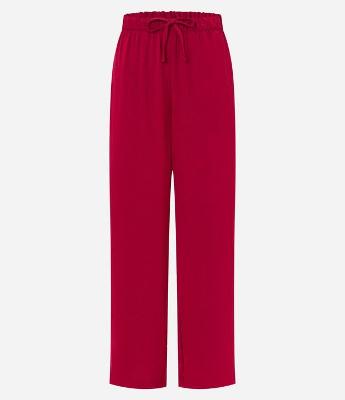 Calça Pantalona em Airflow com Elástico e Amarração no Cós