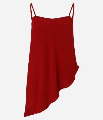 Blusa Alongada em Airlow com Frufru na Barra Assimétrica