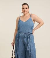 Blusa em Jeans com Alça Fina Ajustável Curve & Plus Size - 1