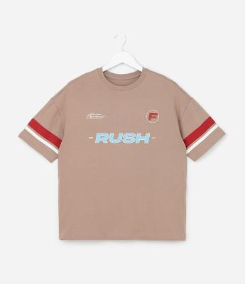 Camiseta Infantil com Listras e Lettering - Tam 5 a 14 Anos