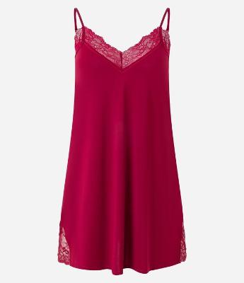 Camisola em Microfibra com Alcinha e Renda no Decote