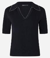 Blusa Polo em Tricô com Mini Pérolas no Decote V - 1